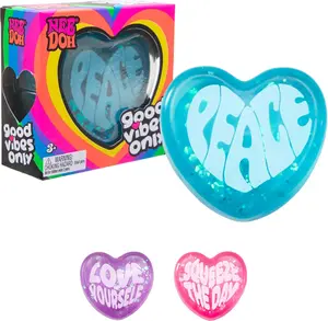 NeeDoh Good Vibes Only Heart-Shaped Stress Relief Toy with Inspirational Messages and Super Solid Squish - Fun