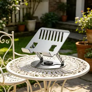 Height Adjustable 360° Rotating Laptop Stand,Ergonomic Foldable Portable Desktop Riser with Dual Support Arms,Premium Carbon Steel Desk Accessory Designed for Healthy Sitting Posture,Compatible with MacBook Pro Air,Dell XPS,HP and All 10–17.3 Inch Laptops