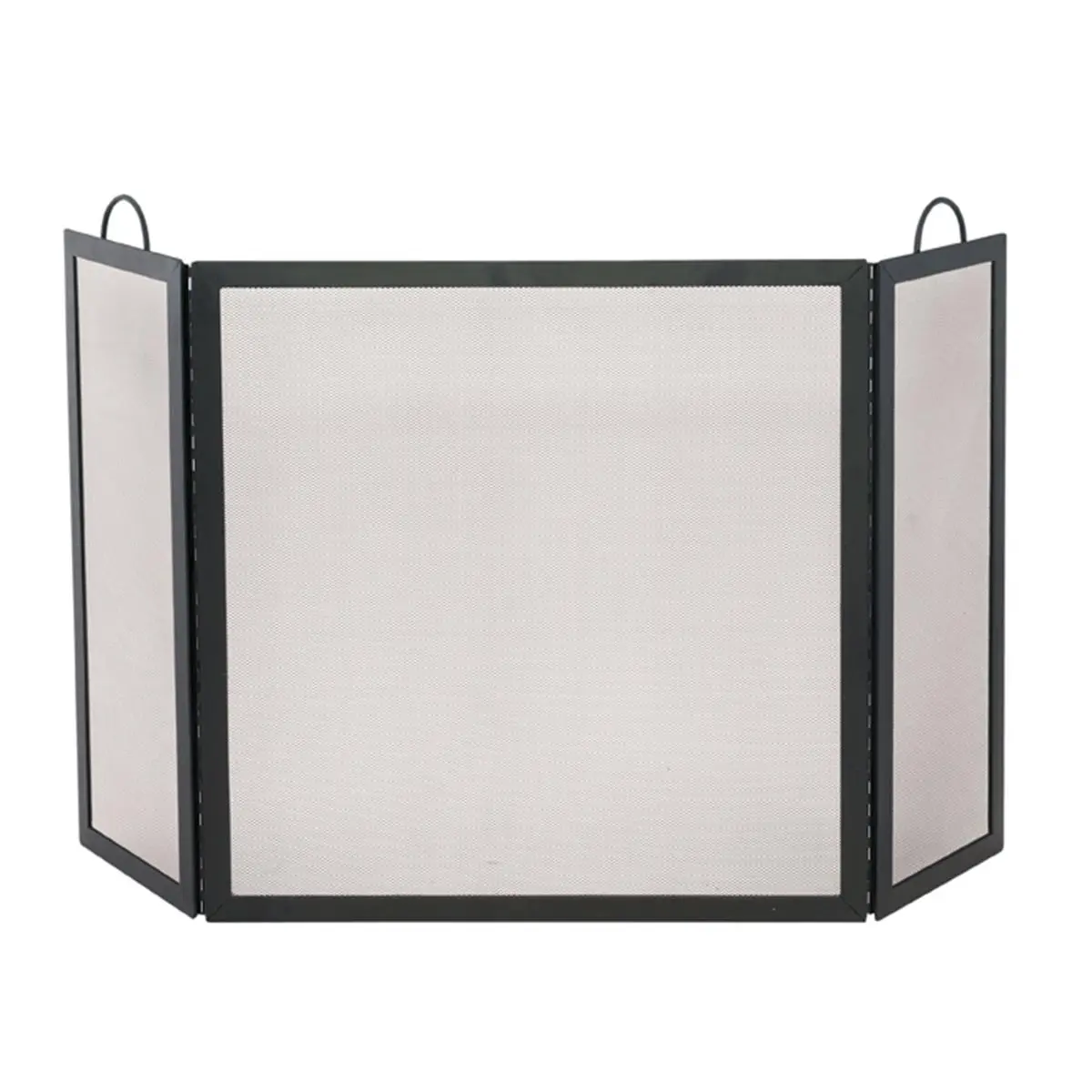212 MAIN 3-Fold Black Wrought Iron Medium Fireplace Screen, Durable Material Fireplace Accessory, Folded Shape Home Decor, Fireplace Accessories