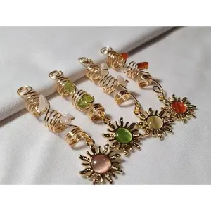 Loc Jewelry Handmade Crystal Hair Accessories for Dreadlocks Braids & Twists Rose Quartz Sun Charm Made-to-Order Gemstone Beads