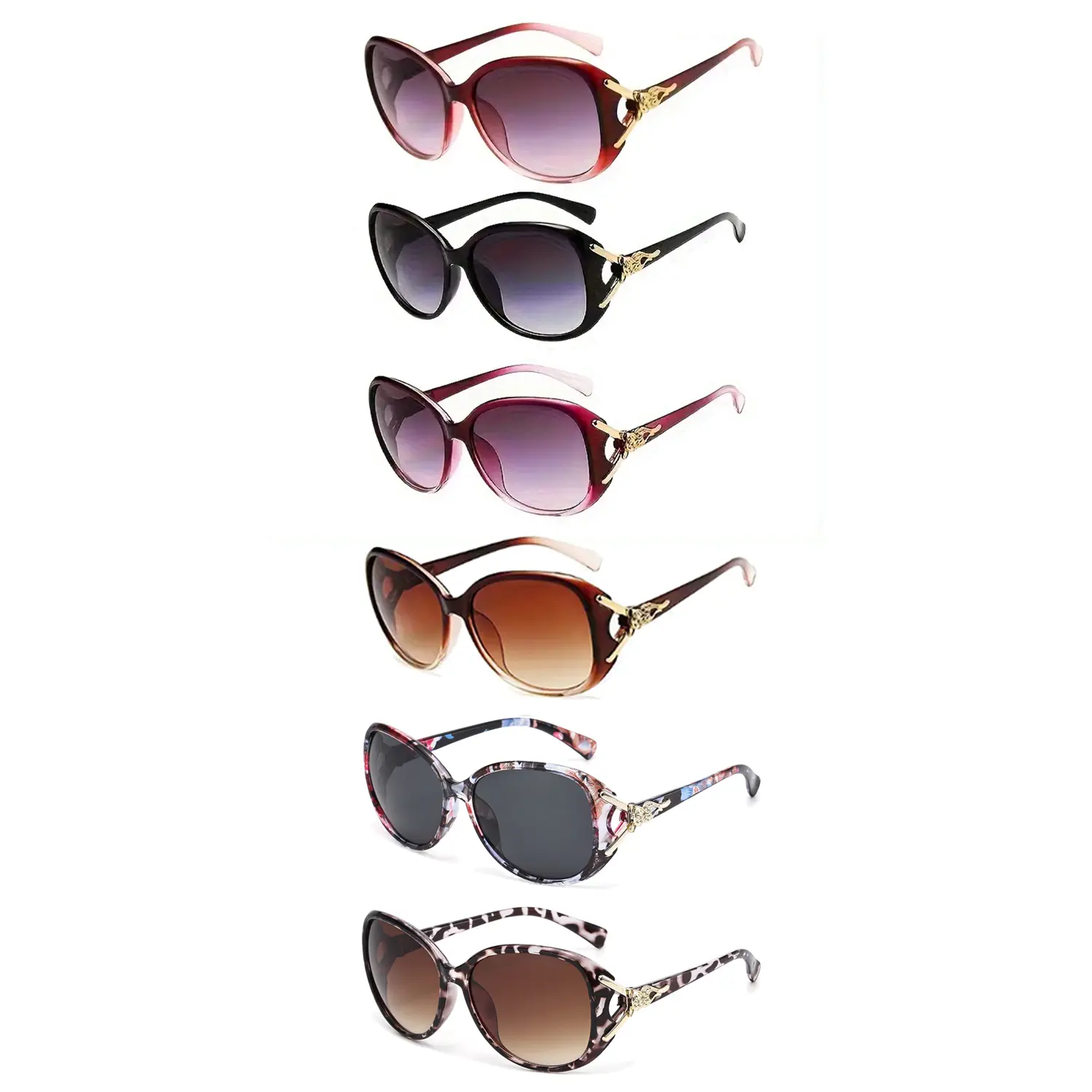 6-Pack Women’s Fox Costume Eyeglasses Christmas Deals | Oversized Anti-Glare Frames | Floral & Leopard Patterns | Ideal Holiday Party Accessories