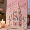 Fireworks Romantic Castle 5D Sparkling Beads Painting Set, DIY Acrylic Round Hole Fashion Embroidery Handicraft Art Set, Stress-Relief Handcraft for Parent-Child Activities, Framed Home Decoration Festival Gift (Requires Handmade)