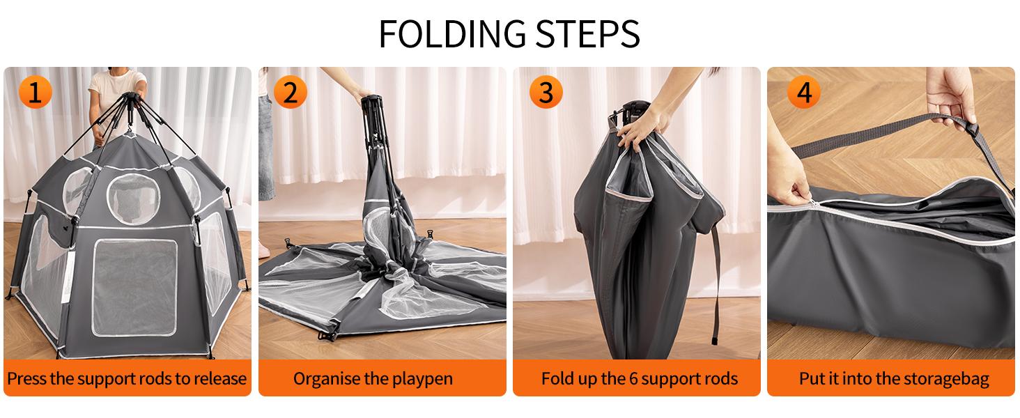 Pop-Up Portable Baby Playpen with UV Canopy, Waterproof Outdoor & Indoor Play Tent, Breathable Mesh Sides, Quick Setup Folding Baby Play Yard with Carry Bag & Stakes 59"/63“