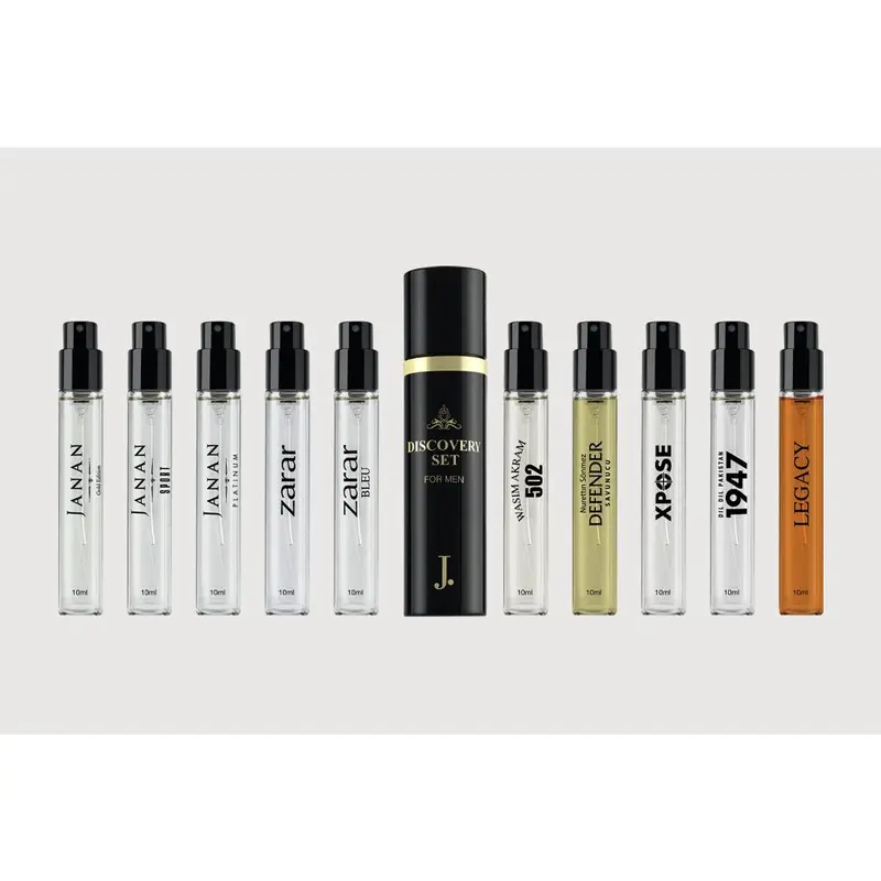 J DOT FRAGRANCES Men's Perfume Sample Kit - 10x10ml Cologne Spray Box Set with Fresh, Citrus Mix, Spicy, Woody Scents, Elegant Themed Casing, Daily Wear Guys Gifts Discovery Set