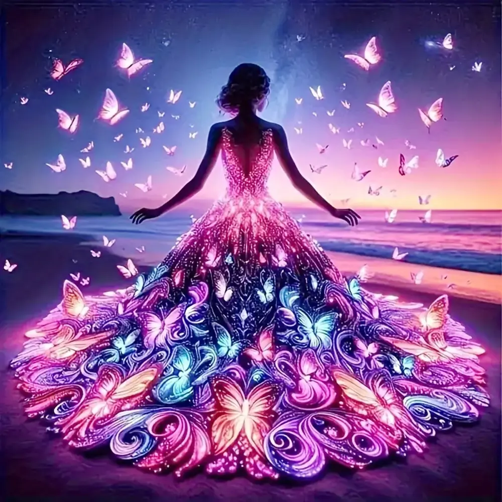 Diamond Painting Woman Portrait Figure Diamond Art Butterfly Seaside Full Round Drill Hobby Creative 5d Diy Diamond Bedazzling Kit Diy Set
