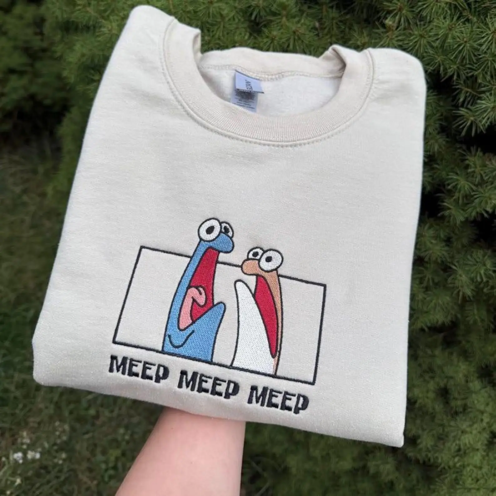 Meep Embroidered Gildan Sweatshirt, Minimal Meme Crewneck, Gift for Him, Gift for Her