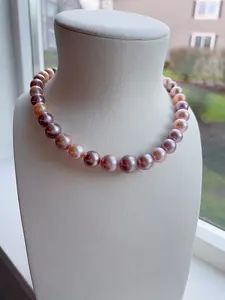 Piswency AAAA Freshwater Pearl Necklace, Real Freshwater Edition Pearls , 925 Sterling Silver, White Round Pearl Necklace