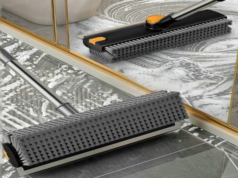 3 in 1 Floor Scrub Brush with 360° Rotating Head & 90° Corners Brush for Patio Shower Garage Deck Tile Concrete & Wood Surfaces Heavy-Duty Stiff Bristle Broom with Long Handle and Hidden Hair Clip - Wooden 3 in 1 Floor Scrub Brush with 360° Rotating Head & 90° Corners Brush for Patio Shower Garage Deck Tile Concrete & Wood Surfaces Heavy-Duty Stiff Bristle Broom with Long Handle and Hidden Hair Clip - Wooden