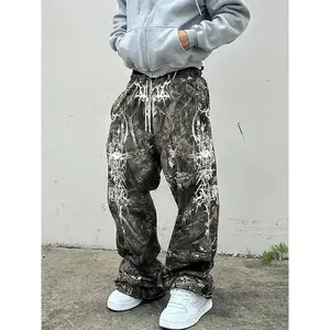 Y2K Oversized Camo Pants, Casual Streetwear Trousers, Casual Loose Fit, Branches & Camouflage Print, Street Style High Street Fashion, Fall Winter Essential