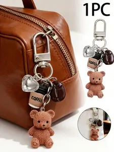 Cute Coffee Teddy Bear Keychain Bag Charm, Mini Resin Accessories for Women, Perfect Gift for Holidays and Birthdays, Keychain for Bags