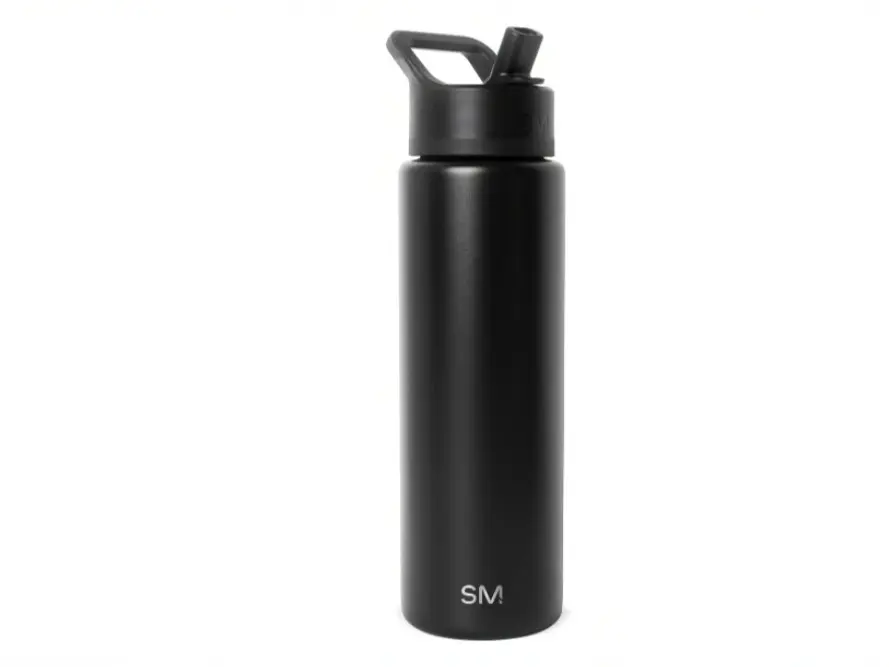 Simple Modern Water Bottle with Straw Lid | Vacuum Insulated Stainless Steel Metal Thermos | Reusable Leak Proof BPA-Free Flask for Sports Gym | Summit Collection | 30oz, Midnight Black