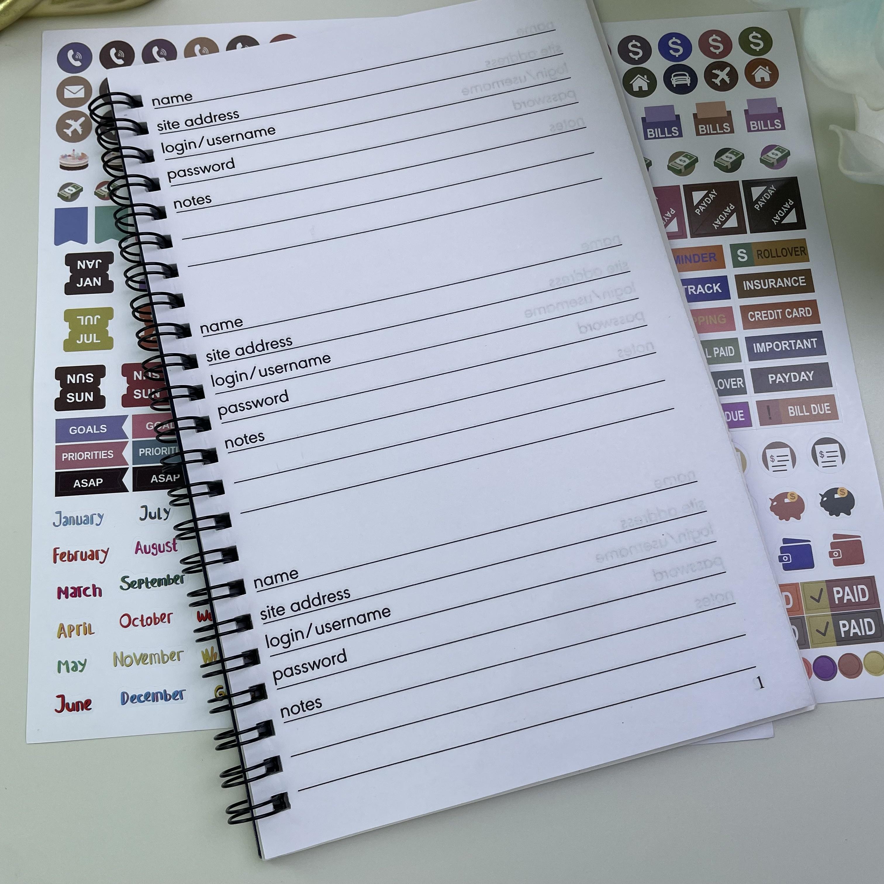 Cute Spiral Password Notebook, Blue & Green Funny Organizer Journal for Storing Login Info, Perfect Practical Gag Gift for Friends & Colleagues