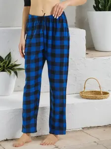 Women's Plaid Casual Pants with Fleece Drawstring Waistband, Soft Polar Fleece Comfortable for Fall Winter Holidays Home Daily Wear Activities