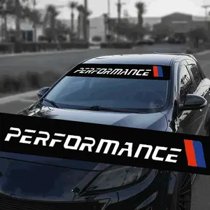 Car Front Windshield Color Stripe Performance Sticker, Self-Adhesive Glossy Surface, Single Piece, Front Mount, Car Themed, Bright Graphic Design, Auto Decorative Stickers