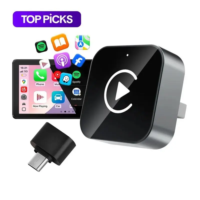 2026 Upgraded Wireless CarPlay Adapter, Automotive Carplay Converter for In-Car Display, CarPlay Car Screen, 2-in-1 Wireless CarPlay and Android Auto for Seamless Smart Navigation and Entertainment, Wireless CarPlay Audio, CarPlay Dongle Connectivity