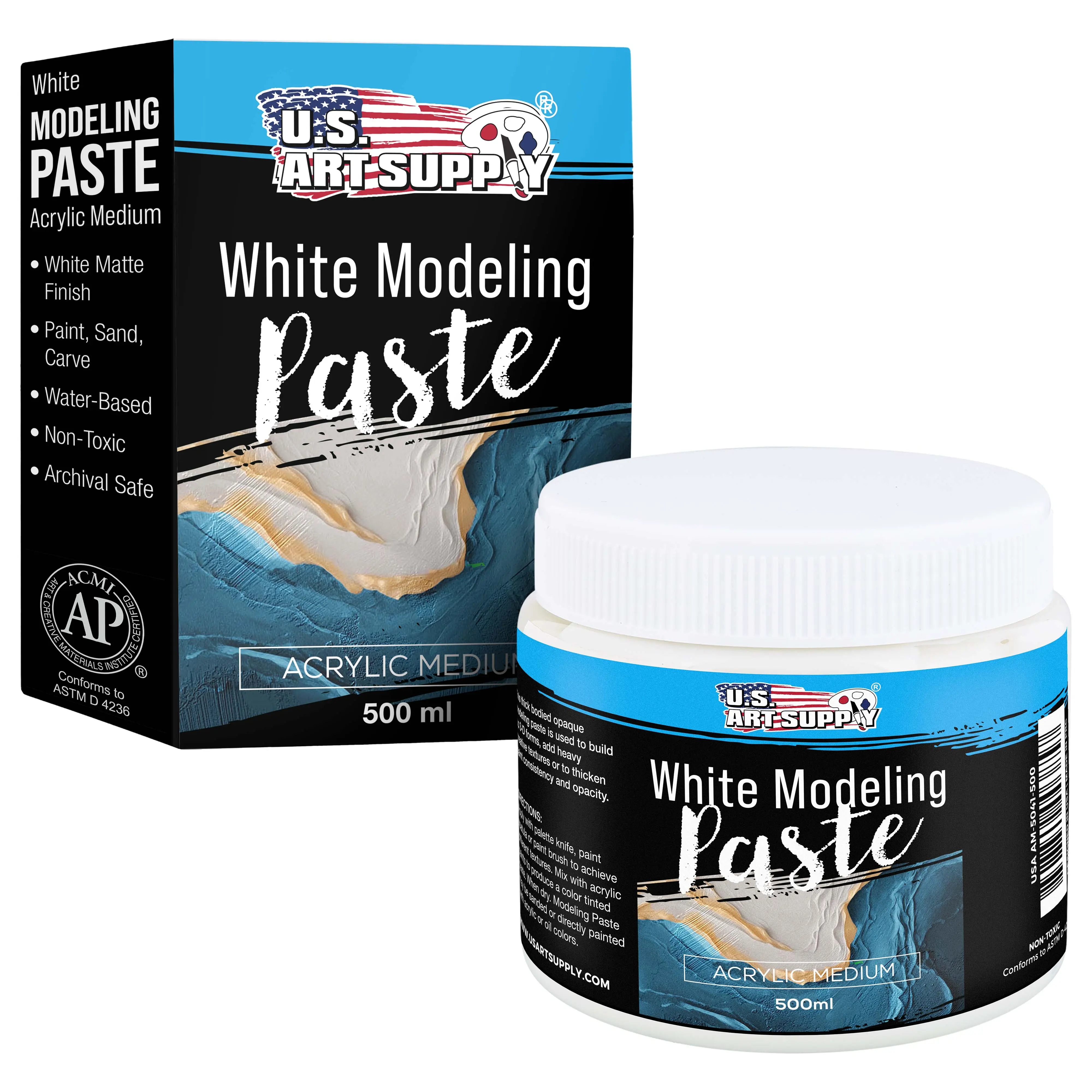 Acrylic Modeling Paste White - 16.9oz (500ml) Lightweight, Flexible, Mixable, Sandable, and Archival-Safe