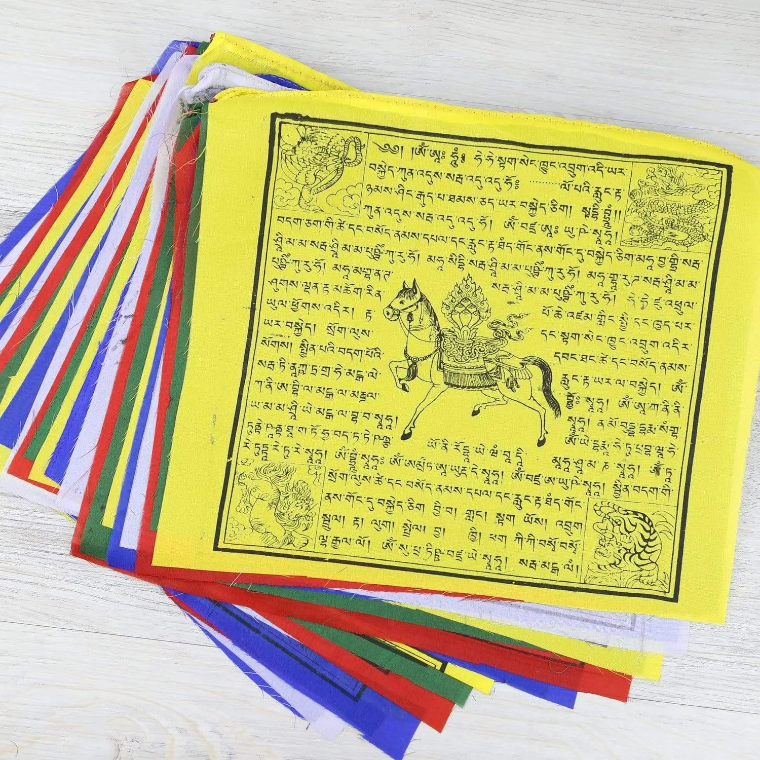 Tibetan Prayer Flags for Outdoors – Long-Lasting Hand-Printed Flags from Nepal, 25 Flags