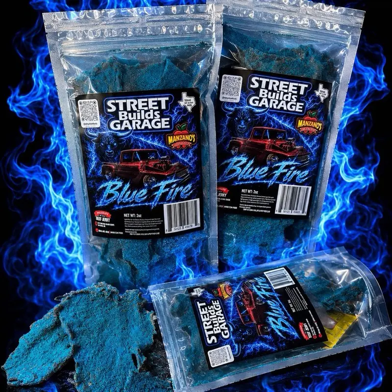 Street Builds Garage Carne Seca Snack, Blue Fire Flavor, 2oz Street Builds Garage Carne Seca Snack, Blue Fire Flavor, 2oz