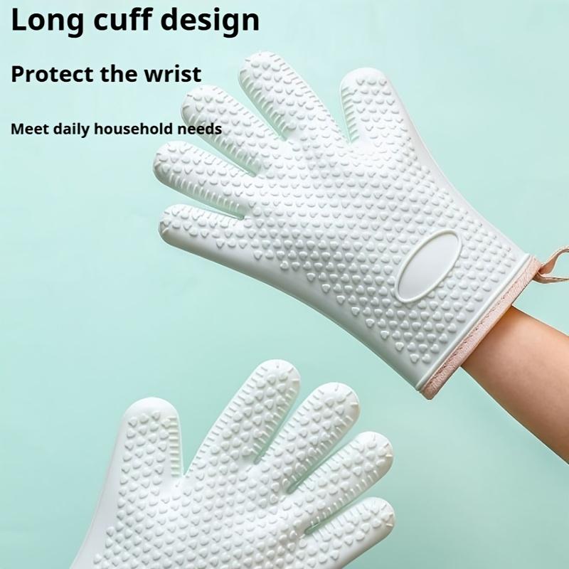 2pcs Set, A Pair of Thickened Heat-Resistant Oven Mitts, Non-Slip Silicone Gloves, Breathable Kitchen Oven Mit