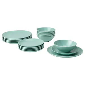 18-piece dinnerware set, matte light turquoise