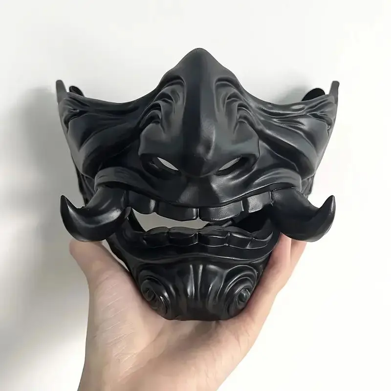Gothic Horror Anime Mask, Creepy Dark Fantasy Half-Face Costume for Men & Women, Resin Warrior Mask with Intricate Design, Perfect for Halloween