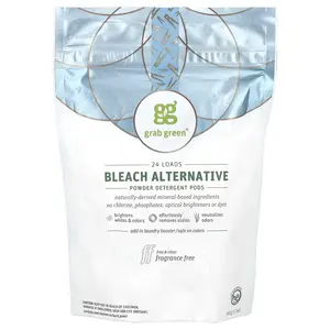 Grab Green Bleach Alternative Powder Detergent Pods, Fragrance Free, 24 Loads, 12.6 oz (360 g)