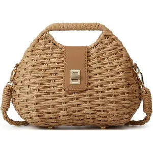 Women Straw  Handbag  Summer Beach Tote Bag Soft Bell Purse Straw Hobo Crossbody Bag 2025