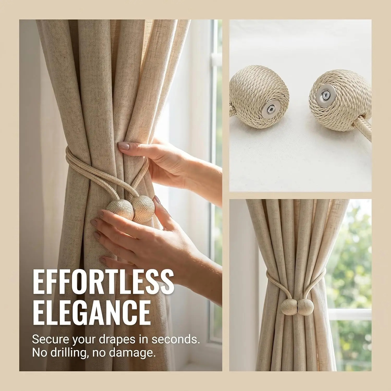 2PCS Arbitrary Shape Strong Curtain Tiebacks Plush Alloy Hanging Belts Ropes Curtain (Silvery)