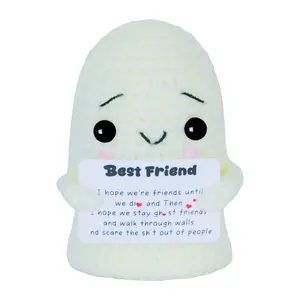 Handmade Cute Ghost Yarn Doll, Emotional Support Friendship Toy, Birthday Gift for Best Friend, Christmas Decorative Desktop Item, Durable Soft Fluffy Doll