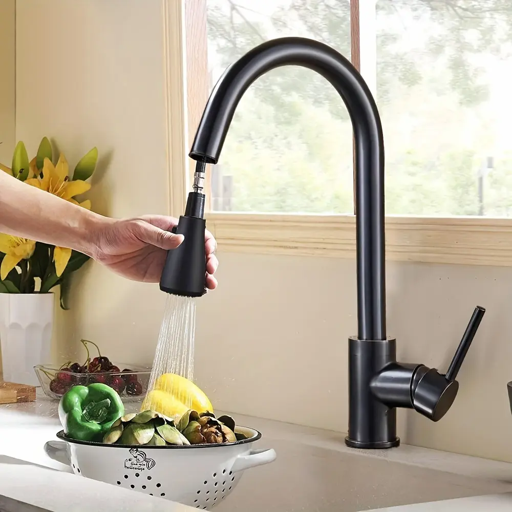 1pc Kitchen Faucet with Pull Down Sprayer, Brushed Nickel High Arc Single Handle Kitchen Sink Faucet, Stainless Steel Commercial Modern Rv Faucets