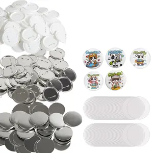 【Summervibes】VEVOR 200 Sets 3 inch 75mm Pin Back Button Parts, DIY Round Button Badge Parts, Set Includes Metal Top, Plastic/Metal Button, Clear Film, and Blank Paper For Gifts Presents, Machine NOT Included