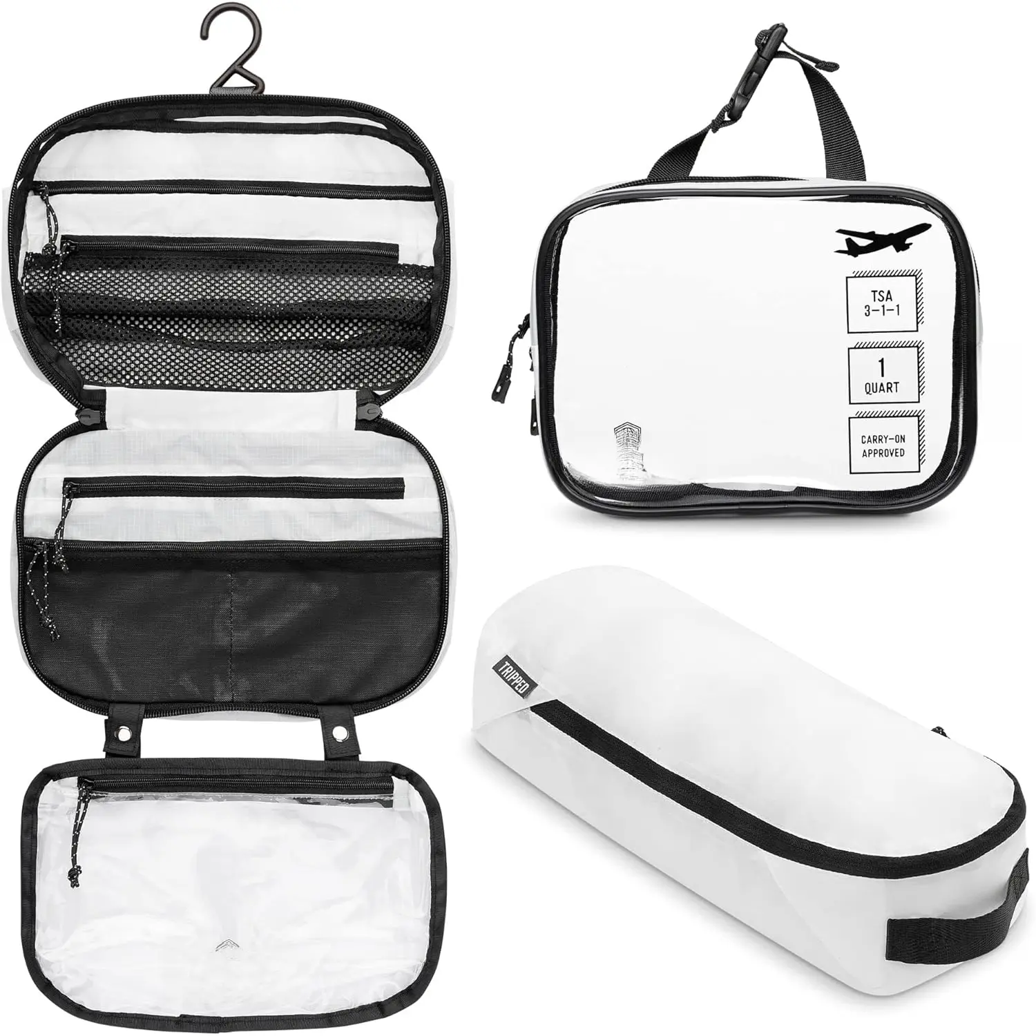 Toiletry Bag Kit Set: Hanging  Toiletry Bag + 311 TSA  Liquid Bag + Ultralight Accessory Organizer Pouch
