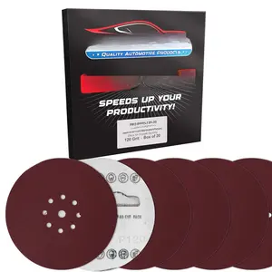 9" Red 9-Hole  120 Grit Sanding Discs, Box of 20 - Dustless Hook & Loop Backing Sandpaper for Drywall Power Sanders, Medium-Cut Abrasive - Woodworking, Sand Auto