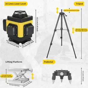 GZG 4D 16 Lines Cross Line Tool with 2 Battery ,  1 tripod included, 4x360 Cross Line Laser Level, Laser Leveler Tool, Leveling Tool for Indoor & Outdoor Use, Suitable for DIY Home Projects, convenient crossbody bag