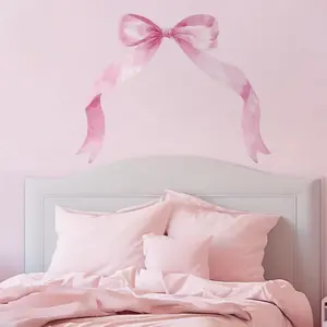 1 Piece Large Pink Bow Tie Wall Sticker, Decorative Wall Sticker, Suitable for Home Decoration in Living Rooms, Bedrooms, etc., Peel and Stick, Large Watercolor Bow Tie Sticker, Waterproof Vinyl Wall Decoration, Waterproof Wall Decal
