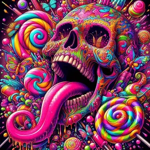 Skull & Candy Pattern DIY Diamond Arts Colorful Painting Kit without Frame, DIY 5D Diamond Arts Colorful Painting Kit, Wall Art Decor for Home, Halloween, Diamond Painting Kits