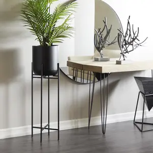 Black Metal Indoor Outdoor Planter with Removable Stand