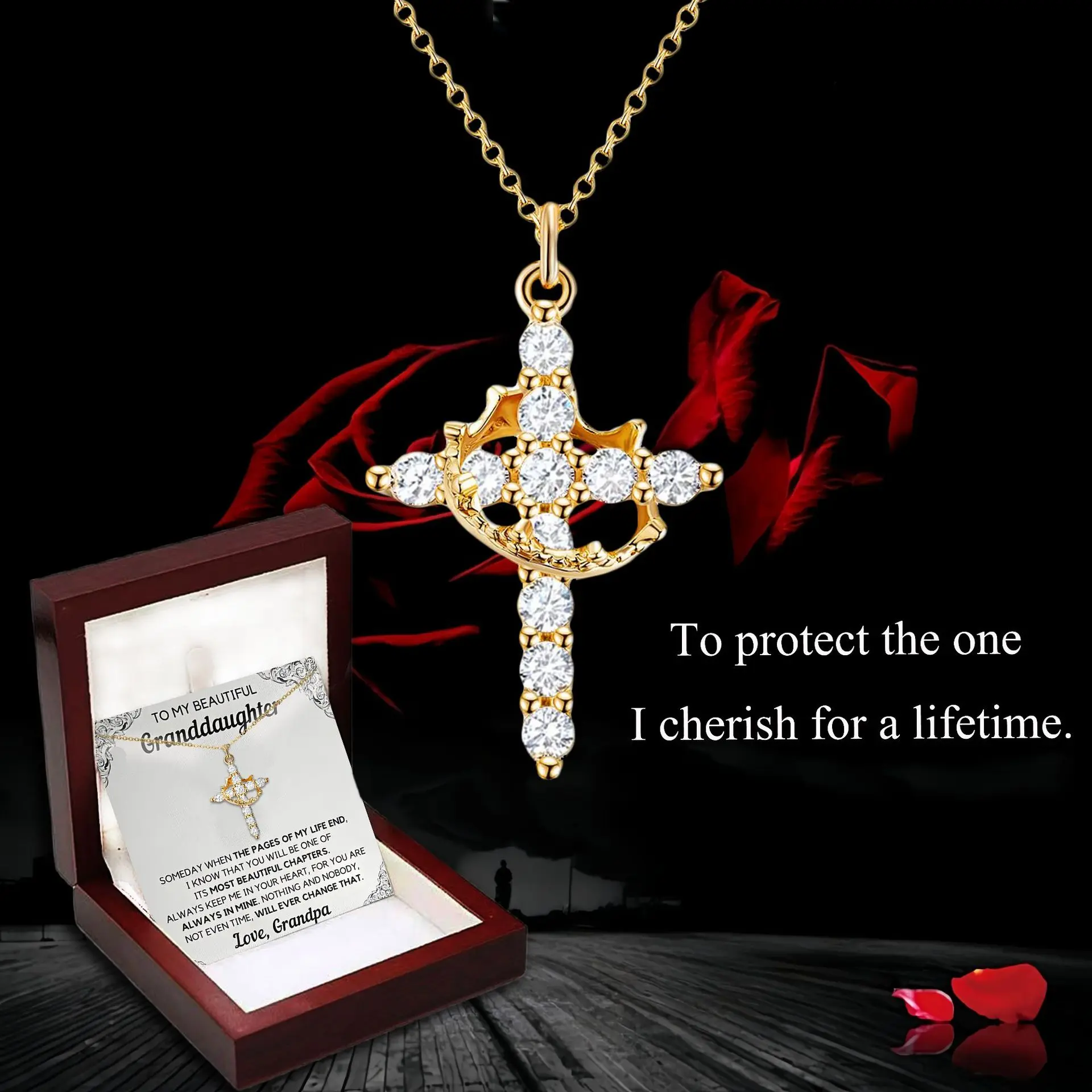 Unique new high-end pendant with a rotatable cross, crown, and circular necklace, a gift for girlfriends, women, and couples Unique new high-end pendant with a rotatable cross, crown, and circular necklace, a gift for girlfriends, women, and couples