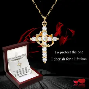 Unique new high-end pendant with a rotatable cross, crown, and circular necklace, a gift for girlfriends, women, and couples