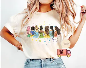 Retro Princess Shirt, Watercolor Princess Short, Trip T-Shirt, Princess, World Princess Gift