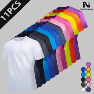 Men's Assorted Color Short-Sleeve Tees - Casual Menswear, Round Neck Textured Athletic Tops, Plain Streetwear Summer Outfits for Daily & Street Use
