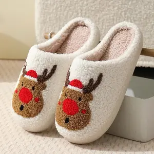 High Quality Comfortable Warm Plush Christmas Slippers  Shoe  Slide Footwear