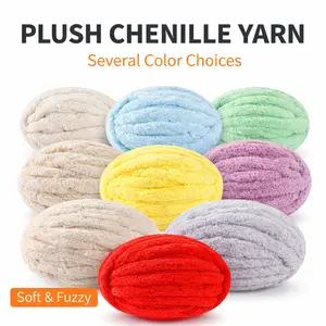 2 Pack Super Chunky Chenille Yarn, Jumbo Thick Soft Yarn for Finger Knitting, Arm Knitting DIY Blanket, Cushion, Rug, Pet Bed, No Needles Needed, Beginner Friendly Craft Yarn, Aesthetic Home Decor Gift Idea