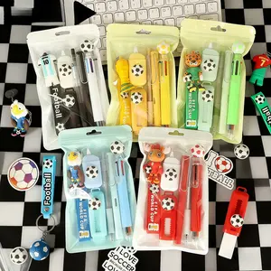 Student Stationery Set (Football World Cup Theme) - Practical School Supplies Including Keychain, Eraser, Pens, and More - A Gift for Children