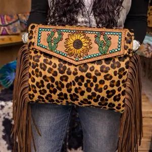 Leopard Sunflower & Cactus Fringe Crossbody – American Darling
