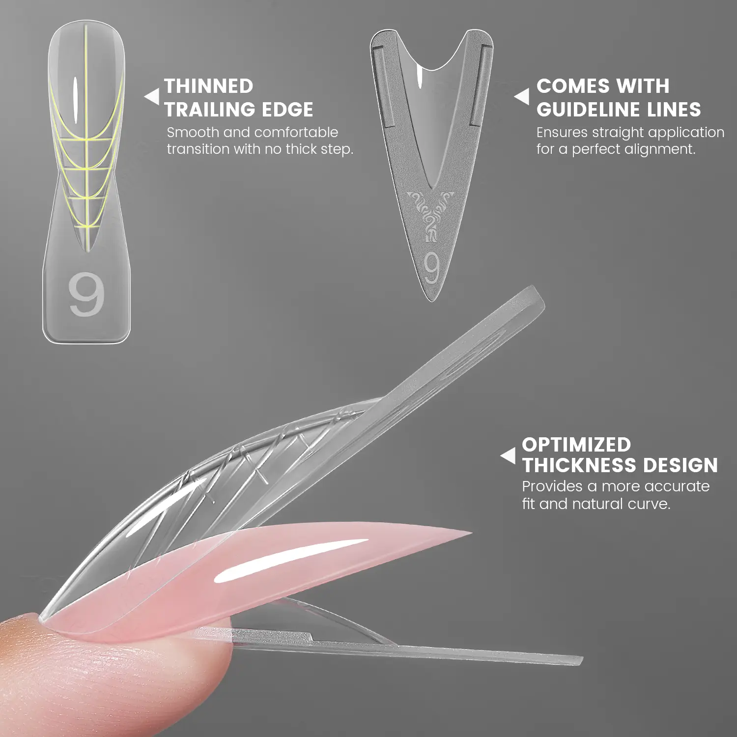YOKEFELLOW Original Sandwich Nails Dual Forms IM222 Medium Stiletto Nail Mold with Guide Lines for Quick Nails Extension Reusable Nail Forms 240PCS/BOX 15 Sizes Nail Extension Top & Bottom Forms No Paper Forms Needed Plastic Form Salon Nail Art Tools