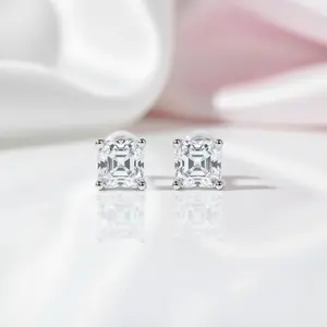 5.5mm Asscher Cut Diamond Option Stud Earrings