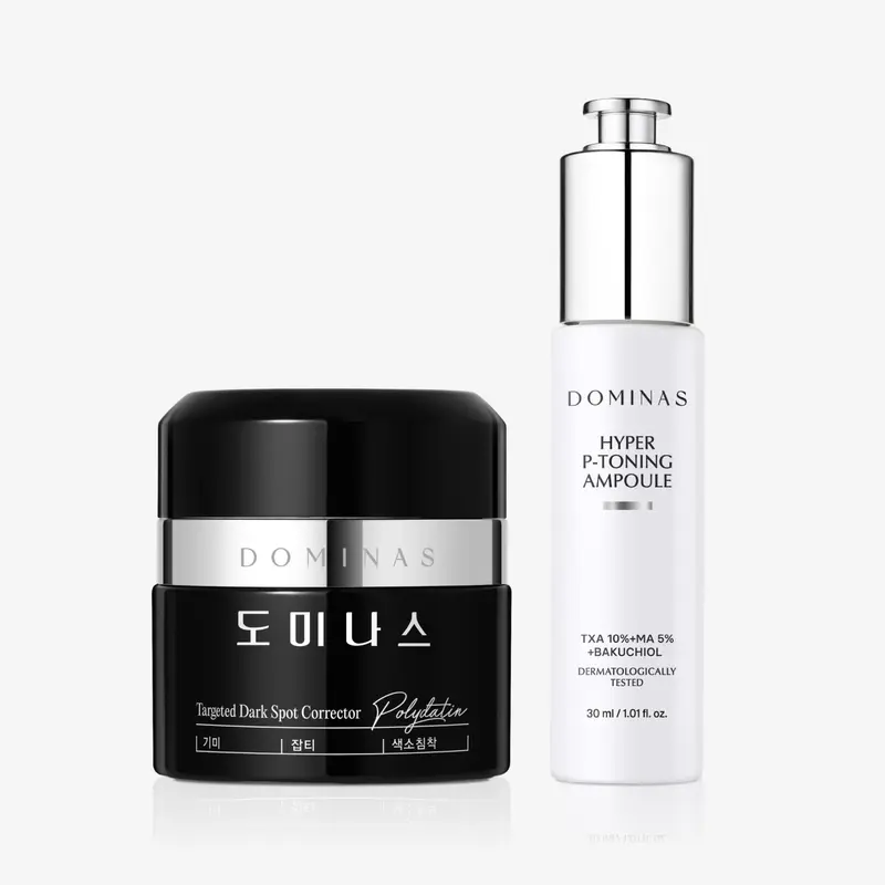 DOMINAS Spot Fading Duo - Powerful Daily Brightening Korean Skincare - Moisturizer & Serum with TXA, Niacinamide and Bakuchiol for Dark Spot Correction, Even Skin Tone, and Improved Elasticity