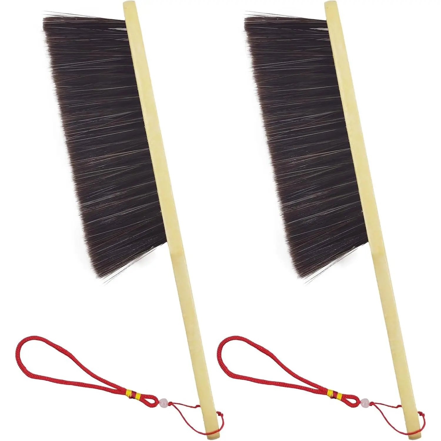 2 count Wooden H Broom, Dust Brush,Bench Brushes,Soft Bristles, Long Fireplace Brush with Wood Hle for Clothes Household Cleaning, Counters, Beds, Sofas, Car Fireplaces, Benches, Furniture