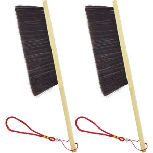 2 count Wooden H Broom, Dust Brush,Bench Brushes,Soft Bristles, Long Fireplace Brush with Wood Hle for Clothes Household Cleaning, Counters, Beds, Sofas, Car Fireplaces, Benches, Furniture